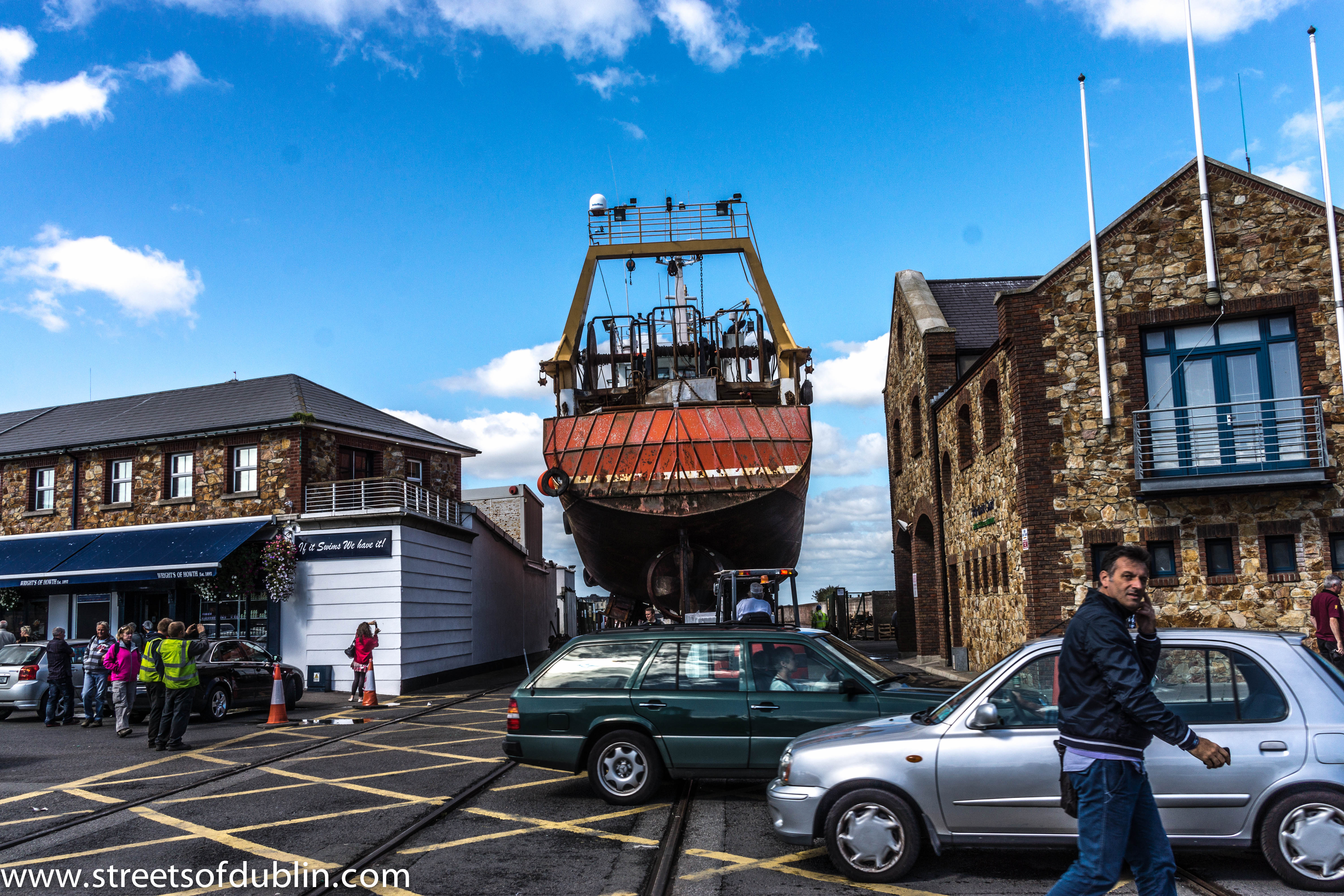 TRAWLER JOHN-B BEING MOVED TO DRY DOCK