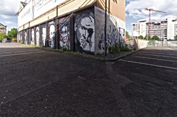  STREET ART IN CARPARK UNDER THE LAGAN BRIDGE IN BELFAST [CORPORATION SQUARE - CORPORATION STREET] 006 