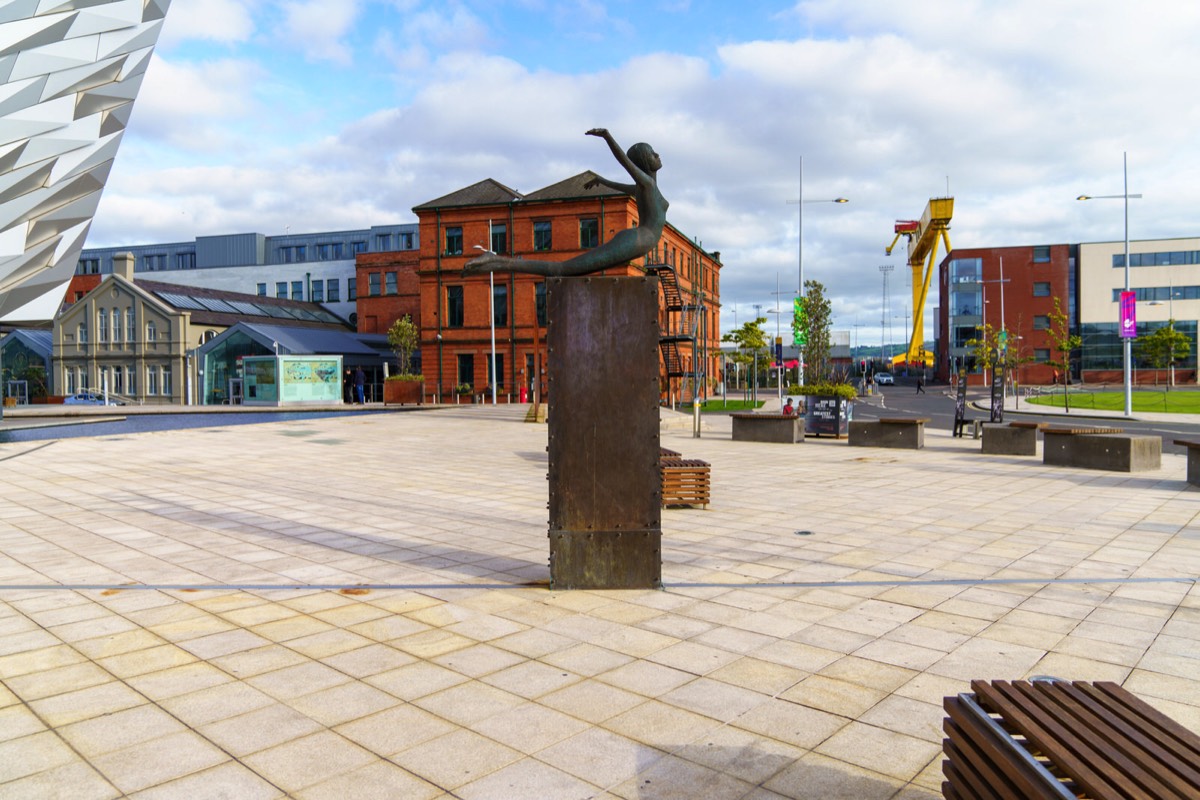 THIS SCULPTURE IS BY ROWAN GILLESPIE  - TITANICA  A DIVING FEMALE FIGURE  001