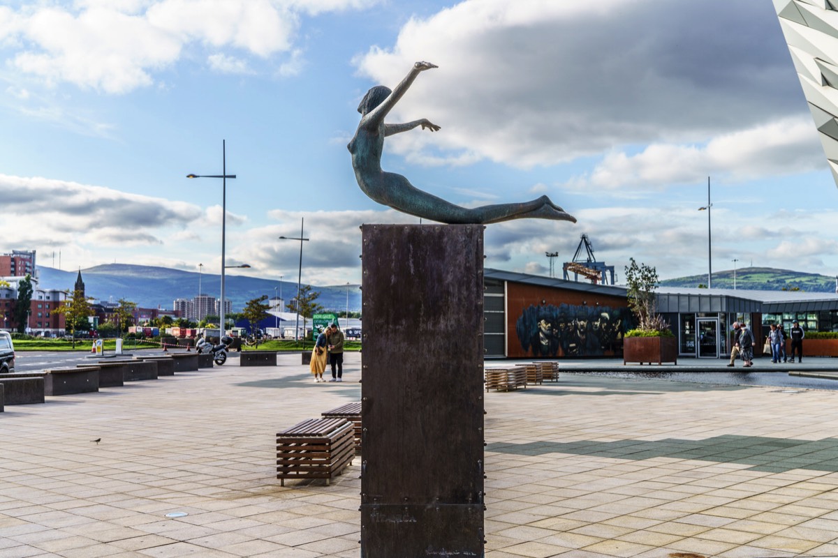 THIS SCULPTURE IS BY ROWAN GILLESPIE  - TITANICA  A DIVING FEMALE FIGURE  008