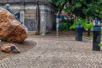  THE THREE ELEMENTS TO THE OSCAR WILDE SCULPTURE BY DANNY OSBORNE  - MERRION SQUARE PUBLIC PARK  