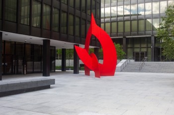  IN IRELAND THERE IS A LOVE AFFAIR WITH RED METAL SCULPTURES  - THIS ONE IS ON BAGGOT STREET 005 