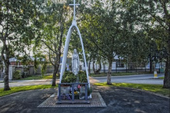  FAUSSAGH ROAD ROUNDABOUT MARIAN STATUE - MARY QUEEN OF LOURDES  