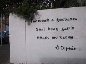 OLD STYLE IRISH ON A WALL ON SYNGE STREET THE WAY I LEARNED TO WRITE IT 