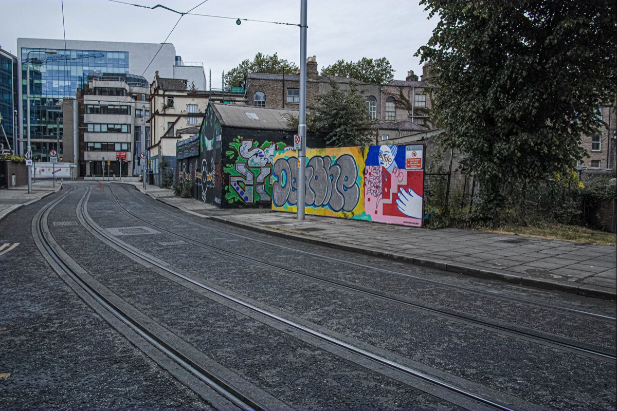 etween Harcourt and Charlemont tram stops the green line Luas turns off Adelaide Road onto Peters Place 003