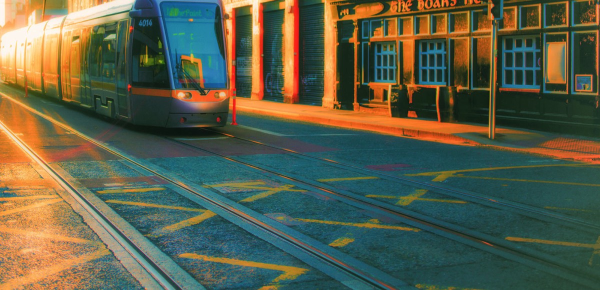 TRAM AT SUNSET AT MARY