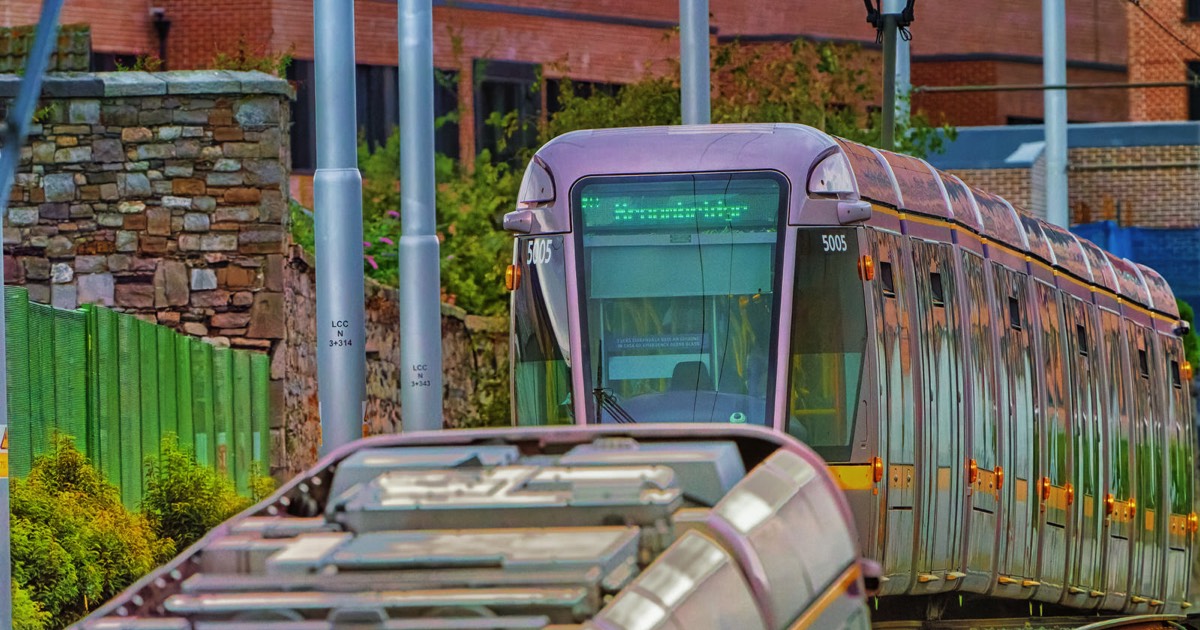 A MEETING OF TRAMS BETWEEN  THE BROADSTONE AND GRANGEGORMAN STOPS 002