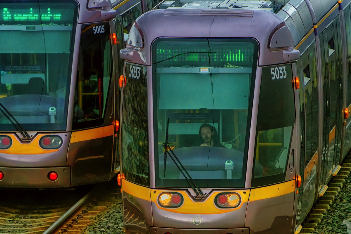 A MEETING OF TRAMS BETWEEN  THE BROADSTONE AND GRANGEGORMAN STOPS 003