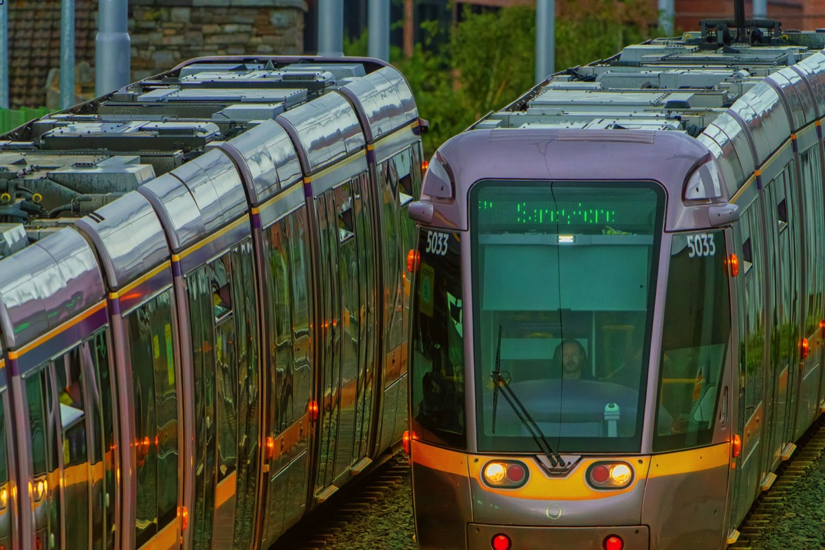 A MEETING OF TRAMS BETWEEN  THE BROADSTONE AND GRANGEGORMAN STOPS 004