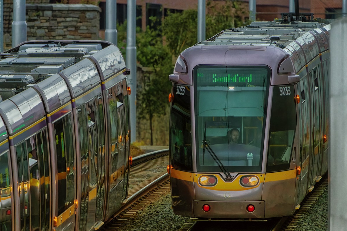 A MEETING OF TRAMS BETWEEN  THE BROADSTONE AND GRANGEGORMAN STOPS 005