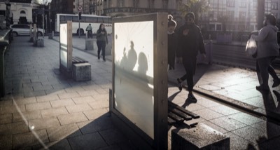  PROJECTED IMAGES NEAR SUNLIGHT CHAMBERS PHOTOGRAPHED WHILE CROSSING GRATTAN BRIDGE  
