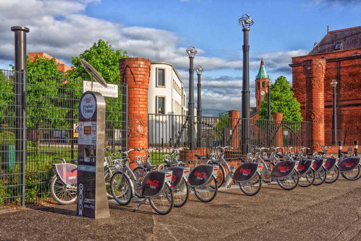 BELFAST BIKES DOCKING STATION 3907  AT THE  GASWORKS - CROMAC STREET 001