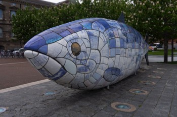 BIGFISH OR THE SALMON OF KNOWLEDGE AT THE LAGAN WEIR IN BELFAST 
