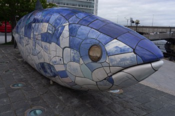 BIGFISH OR THE SALMON OF KNOWLEDGE AT THE LAGAN WEIR IN BELFAST 